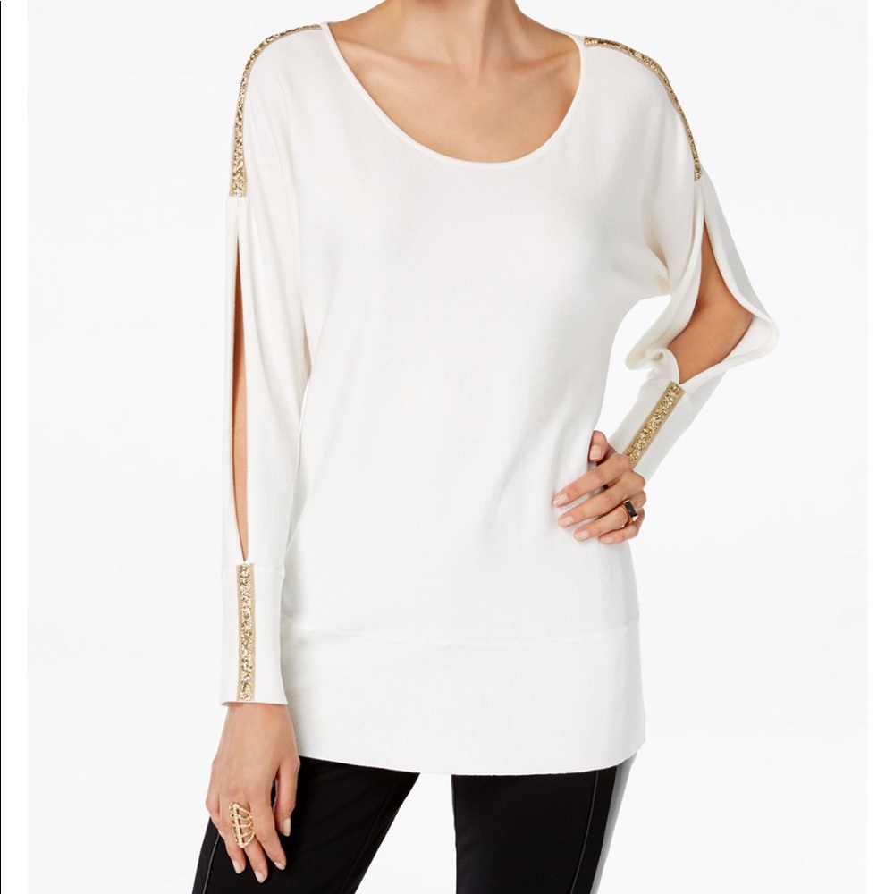 Thalia Sodi Embellished Split-Sleeve Sweater